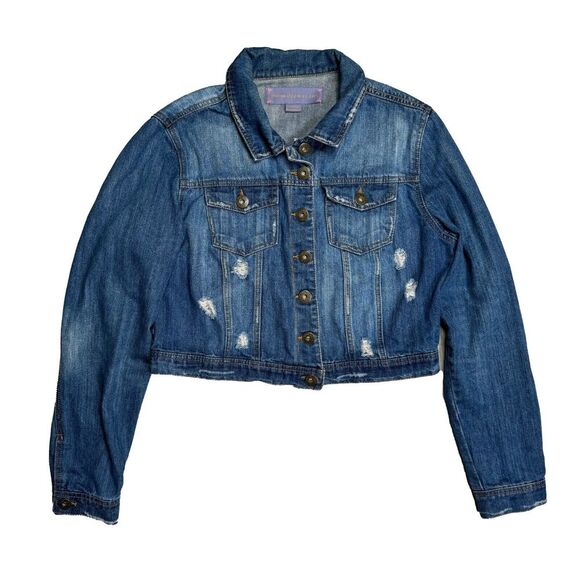 Boom Boom Jeans Jackets & Blazers - Boom Boom Jeans Y2K Denim Jean Jacket Distressed Womens M Crop Fit City Chic